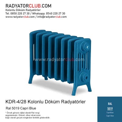 Kdr-4-28 Kolonlu Ayaklı Döküm Radyatör, Ral 5019 |  8 Kolon Kdr-4-28 Kolonlu Ayaklı Döküm Radyatör, Ral 5019 |  8 Kolon